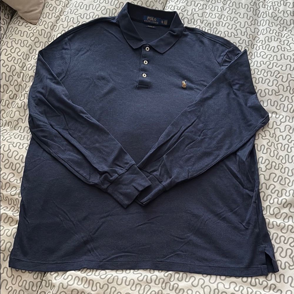 EUC Men’s Polo by Ralph Lauren Blue Long Sleeve Polo Shirt Size XL